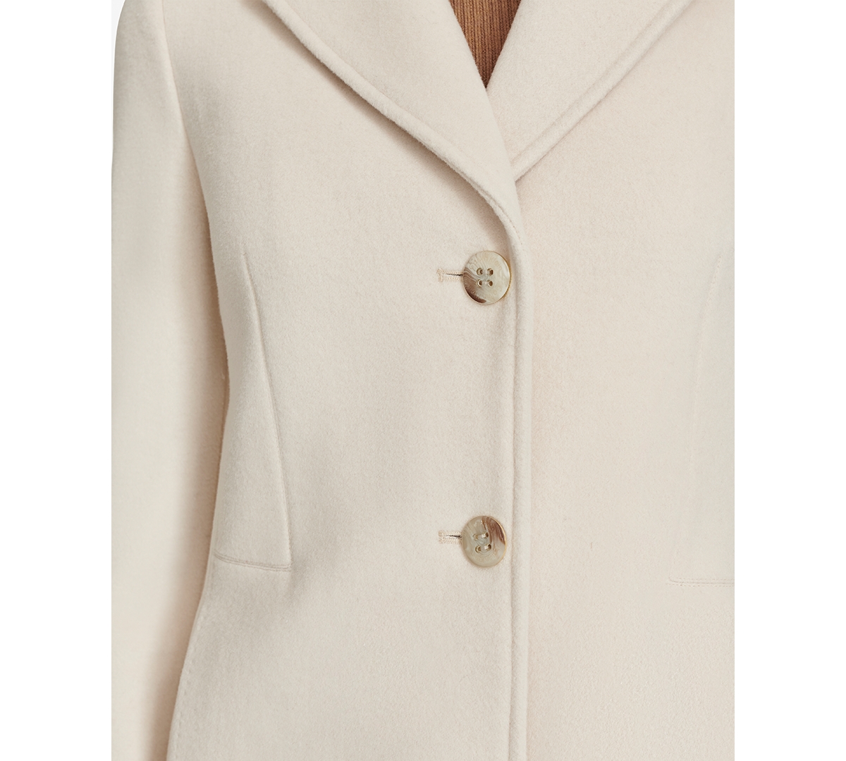CALVIN KLEIN WOMENS SINGLE-BREASTED WOOL BLEND COAT 
