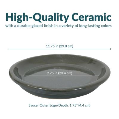 Outdoor/Indoor High-Fired Glazed UV- and Frost-Resistant Ceramic Flower Pot Planter Saucers - 2-Pack