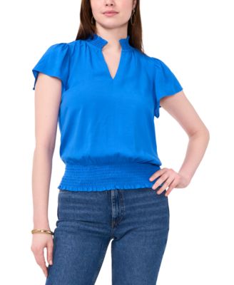 Sam & Jess - Women's Split Mock-Neck Smocked-Waist Top