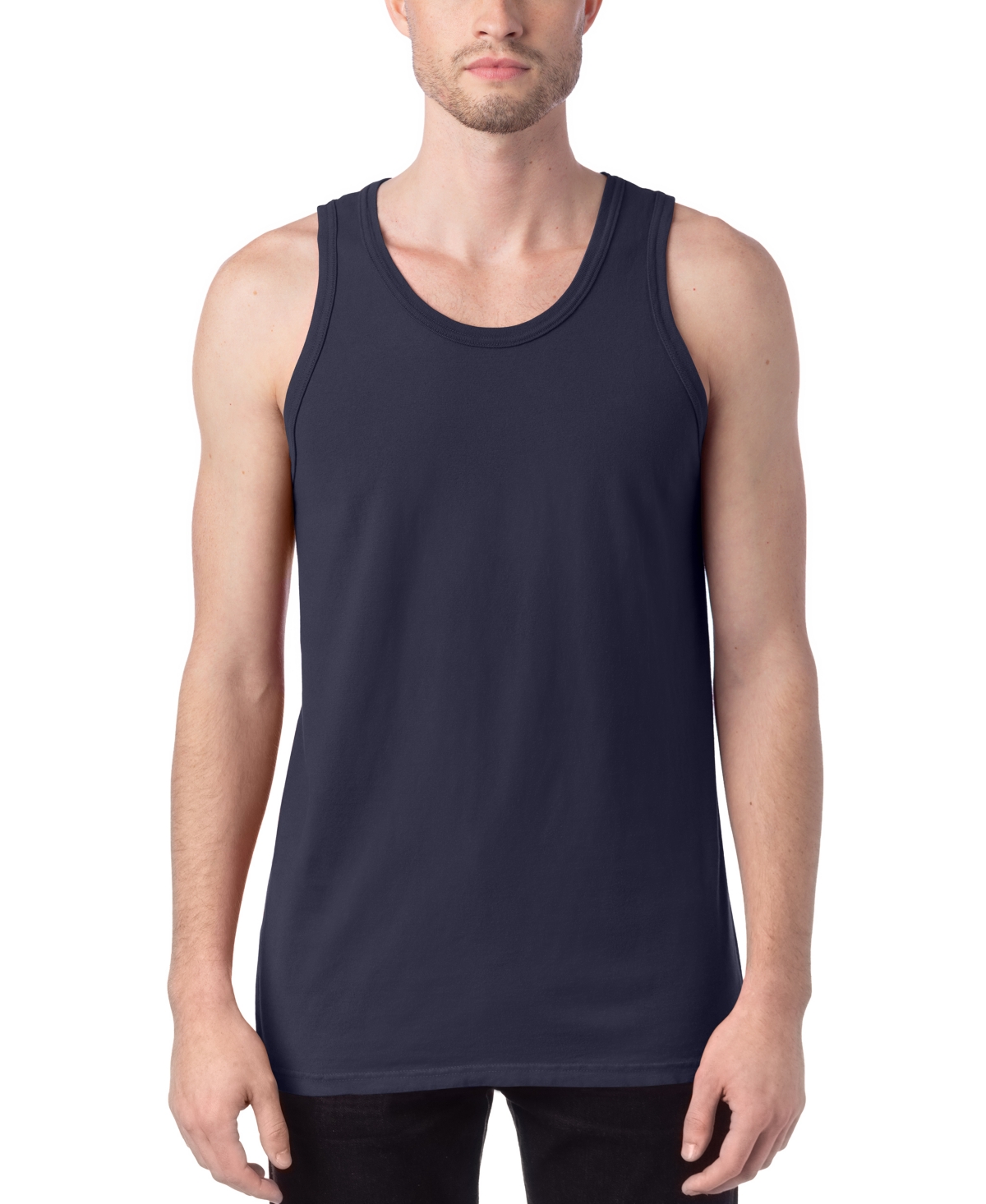 Hanes Unisex Garment Dyed Cotton Tank Top In Navy