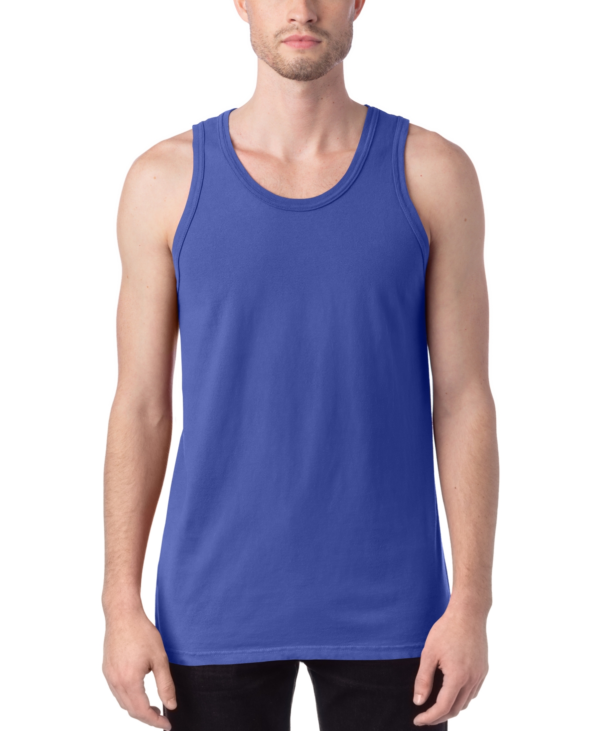 Hanes Unisex Garment Dyed Cotton Tank Top In Blue