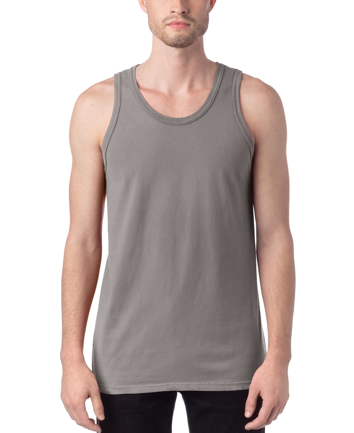 Hanes Unisex Garment Dyed Cotton Tank Top In Gray