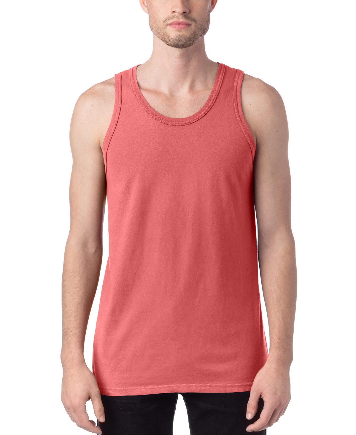 Hanes Unisex Garment Dyed Cotton Tank Top In Red