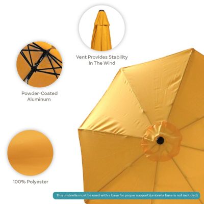 Outdoor Aluminum Patio Table Umbrella with Polyester Canopy and Push Button Tilt and Crank