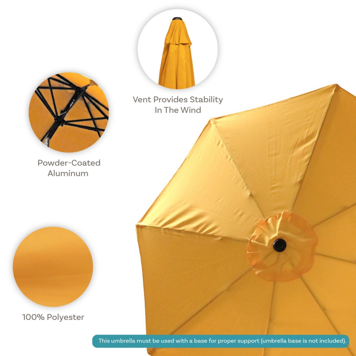 Sunnydaze Decor Aluminum Patio Umbrella with Tilt and Crank -- Gold