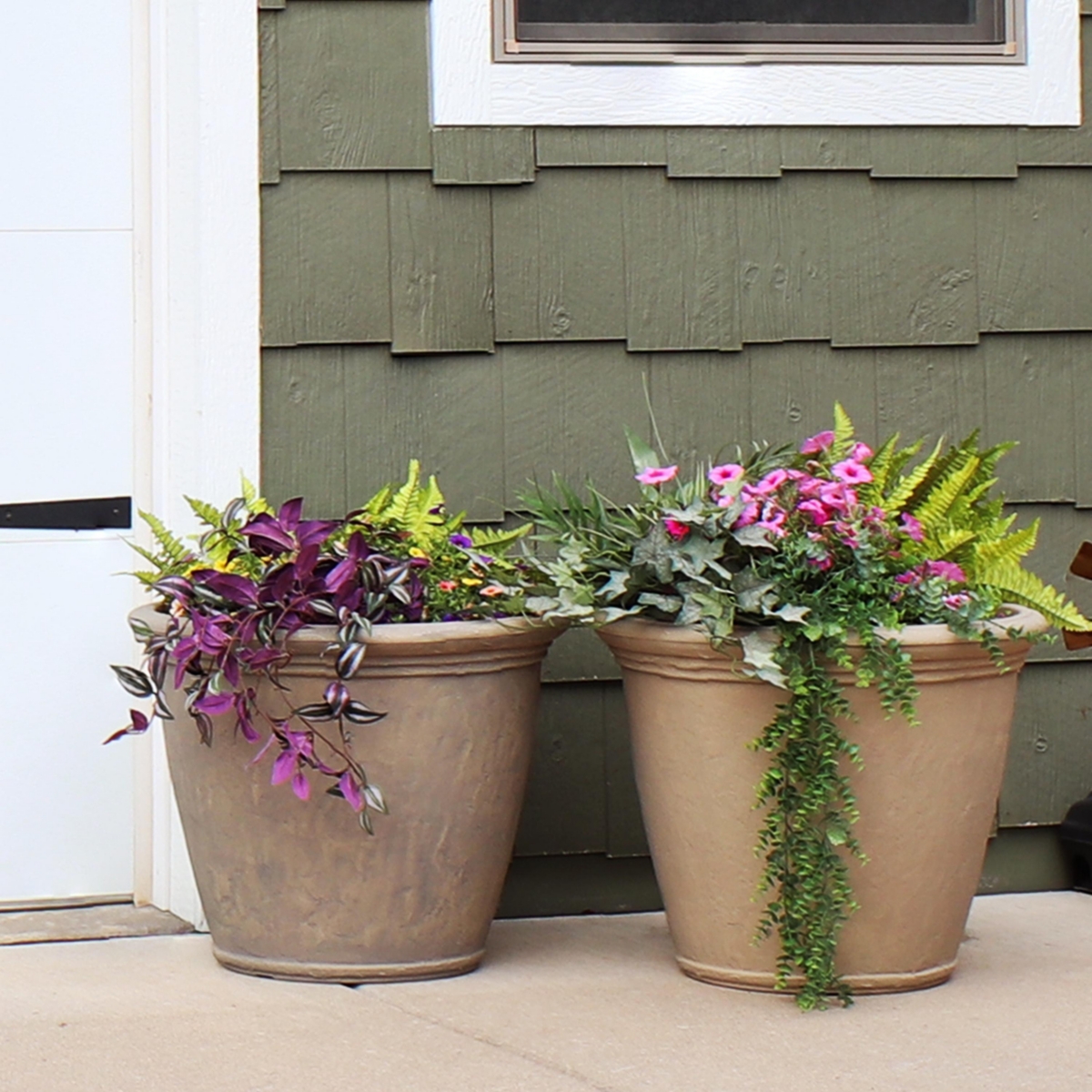 Sunnydaze Decor Anjelica Unbreakable Polyresin Planter -- Set of 2 - Beige