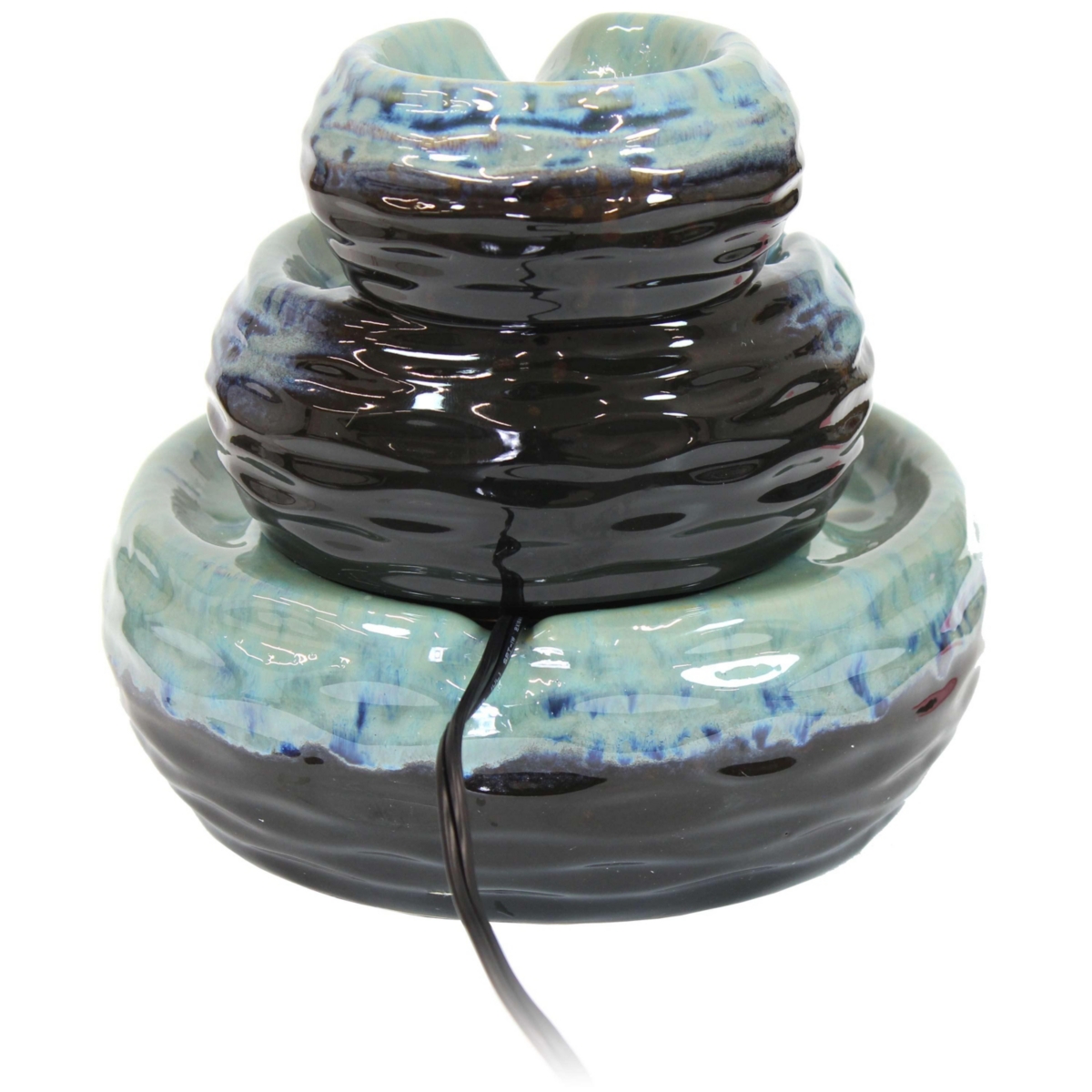 Sunnydaze Decor Modern Textured Bowls Ceramic Indoor 3-Tier Water Fountain -