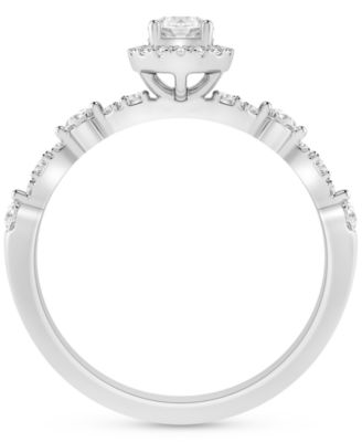 Diamond Halo Scalloped Engagement Ring (3/8 ct. t.w.) in 14k Gold