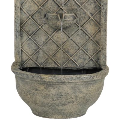 Messina 26-Inch Polystone Outdoor Wall Water Fountain - Electric Submersible Pump - French Limestone Finish