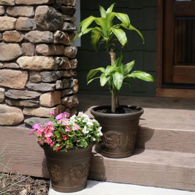 Weather-Resistant Double-Walled Arabella Outdoor Flower Pot Planter - 16"