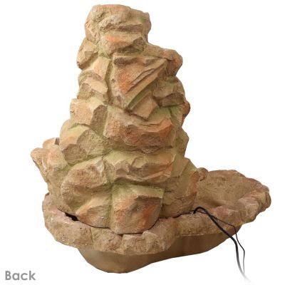 Stone Springs 41-Inch Polyresin Rock Waterfall Fountain with LED Lights - Electric Submersible Pump
