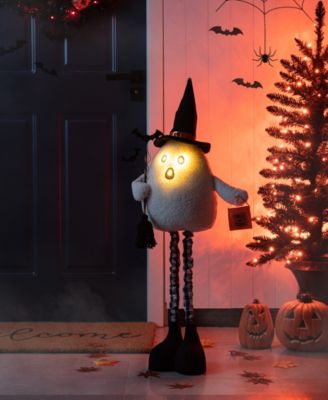 38"H Lighted Halloween Fabric Ghost Standing Decor, With Telescoping Legs and Timer
