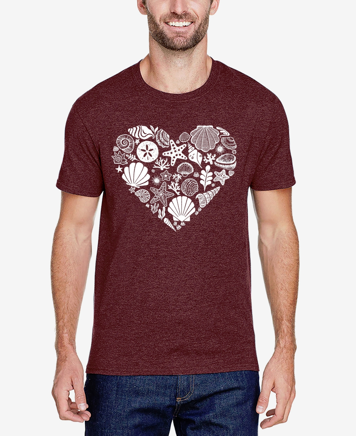Sea Shells - Men's Premium Blend Word Art T-Shirt - Burgundy