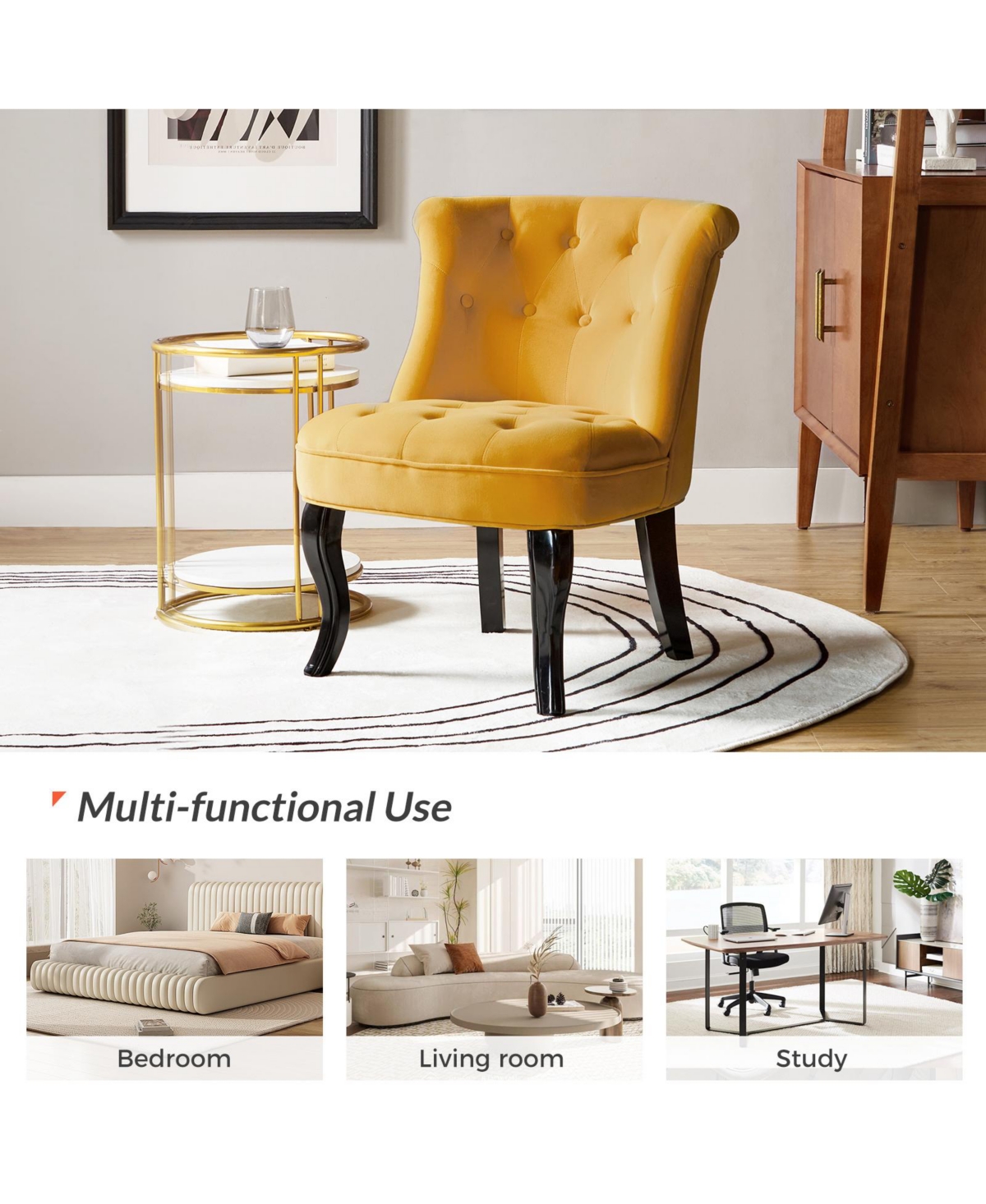 Modern Velvet Armless small Accent Chairs For Space Saving