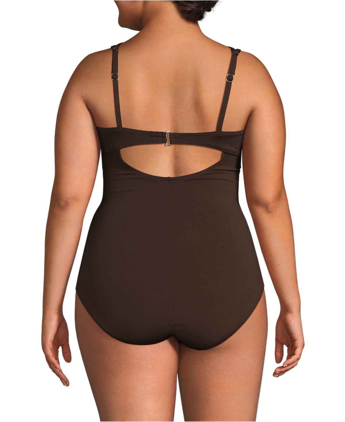 Lands' End Plus Size Chlorine Resistant Smoothing Control Mesh High Neck One Piece Swimsuit