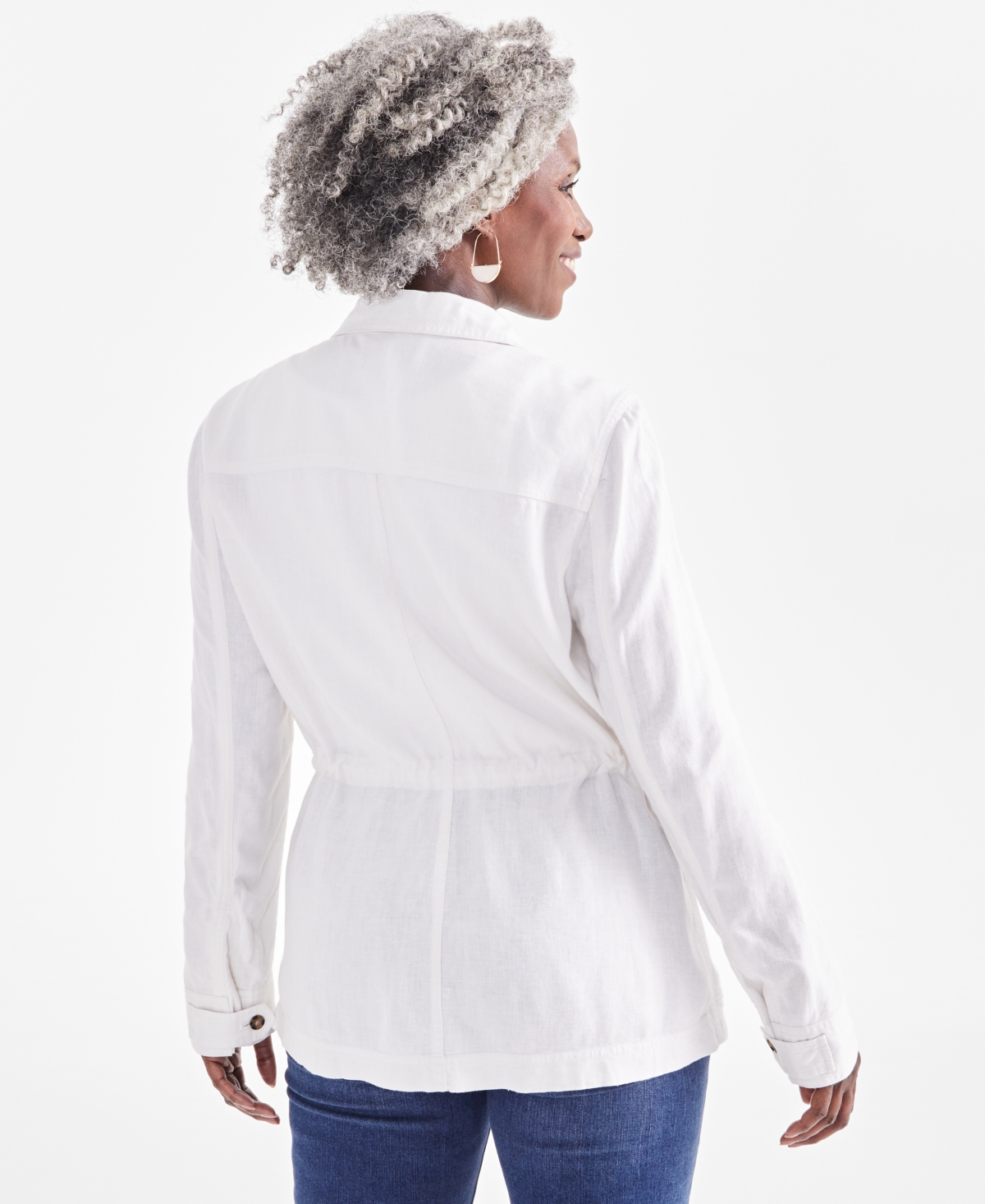 Style & Co Women's Linen Blend Long-Sleeve Field Jacket, Created for Macy's