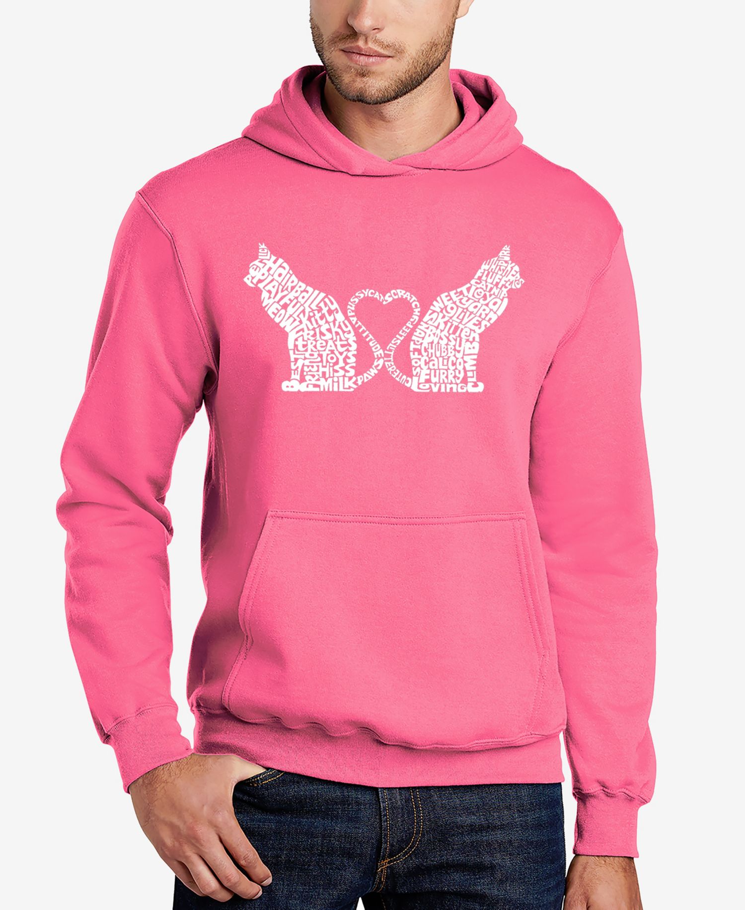 Cat Tail Hearts - Men's Word Art Hooded Sweatshirt