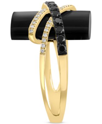 EFFY&reg; Onyx & Diamond (3/8 ct. t.w.) Orbital Statement Ring in 14k Gold