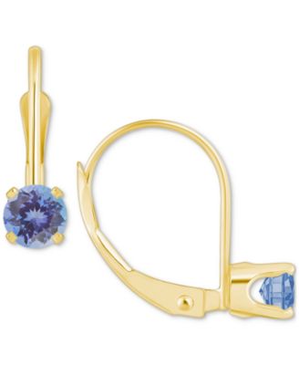 Macy's - Emerald Solitaire Leverback Earrings (1/2 ct. t.w.) in 14k Gold (Also in Ruby, Sapphire, & Tanzanite)
