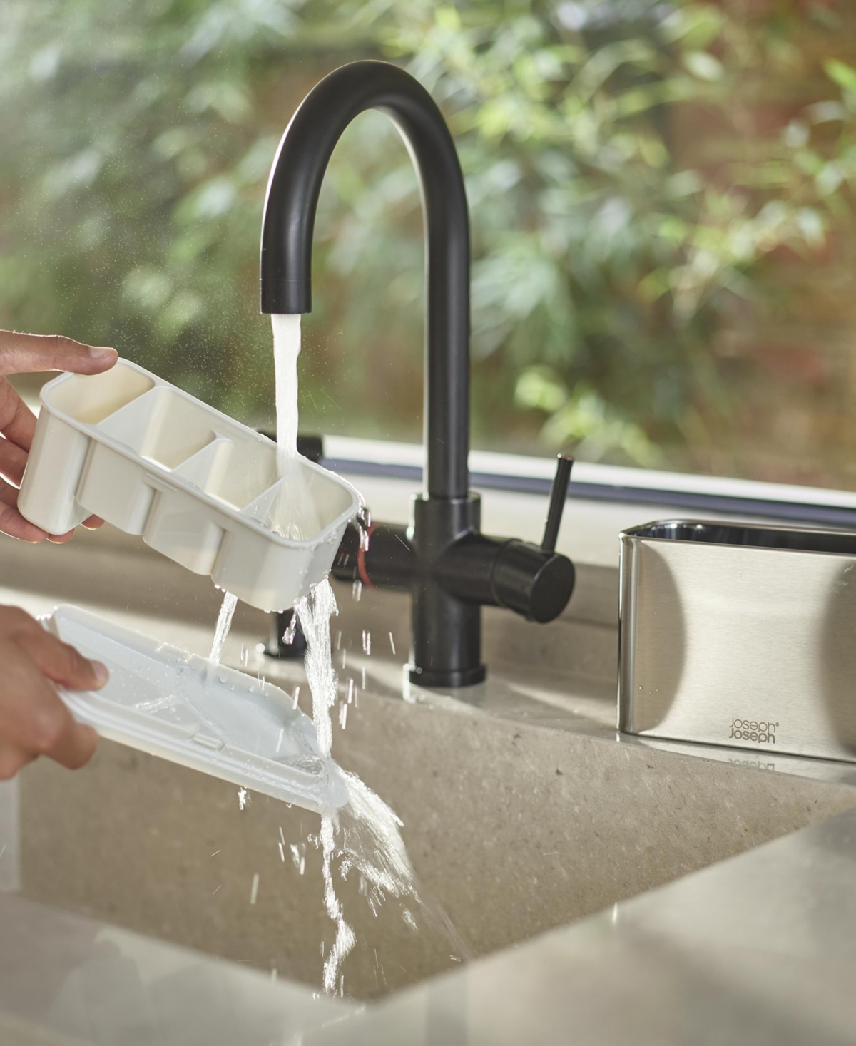 Joseph Joseph Surface Stainless-steel Cutlery Drainer In White
