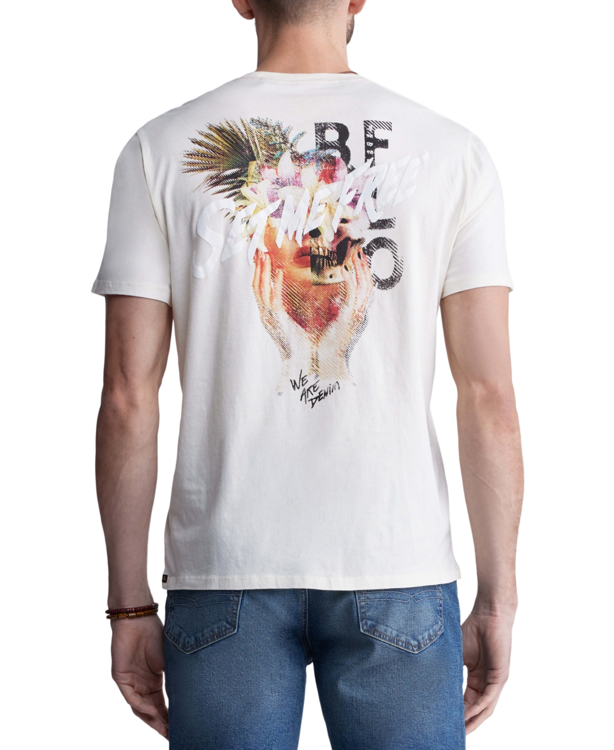 Shop Buffalo David Bitton Men's Tumuch Classic-fit Tropical Skull Graphic T-shirt In Whitecap Gray