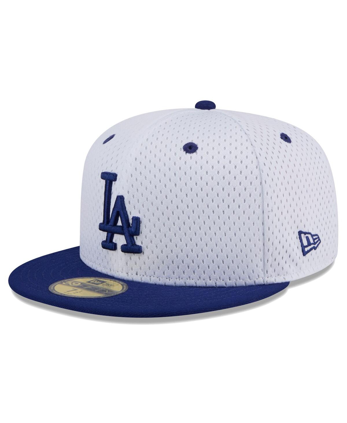 Shop New Era Men's White Los Angeles Dodgers Throwback Mesh 59fifty Fitted Hat In White Roya