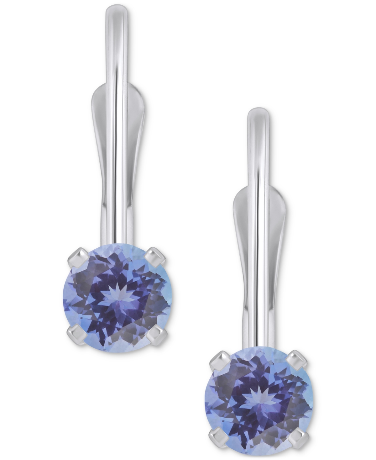 Emerald Solitaire Leverback Earrings (1/2 ct. t.w.) in 14k White Gold (Also in Ruby, Sapphire, & - Tanzanite