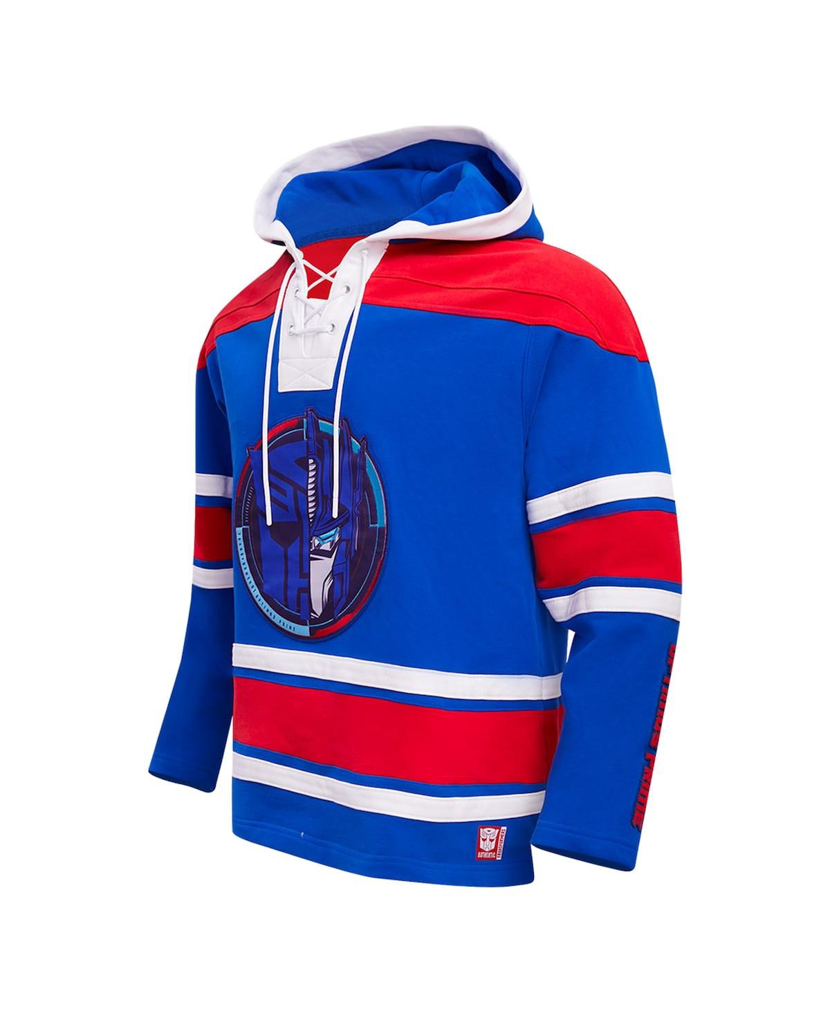 Shop Freeze Max Men's Optimus Prime Royal Transformers Hockey Pullover Hoodie In Royal Red