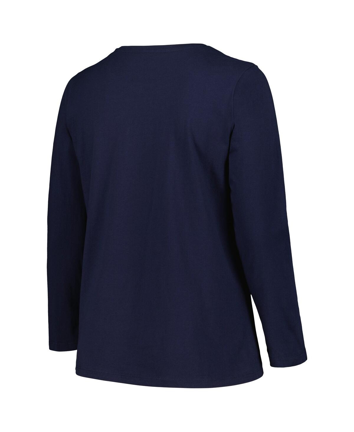 Profile Navy West Virginia Mountaineers Plus Size Arch Over Logo Scoop Neck Long Sleeve T-shirt In Navy