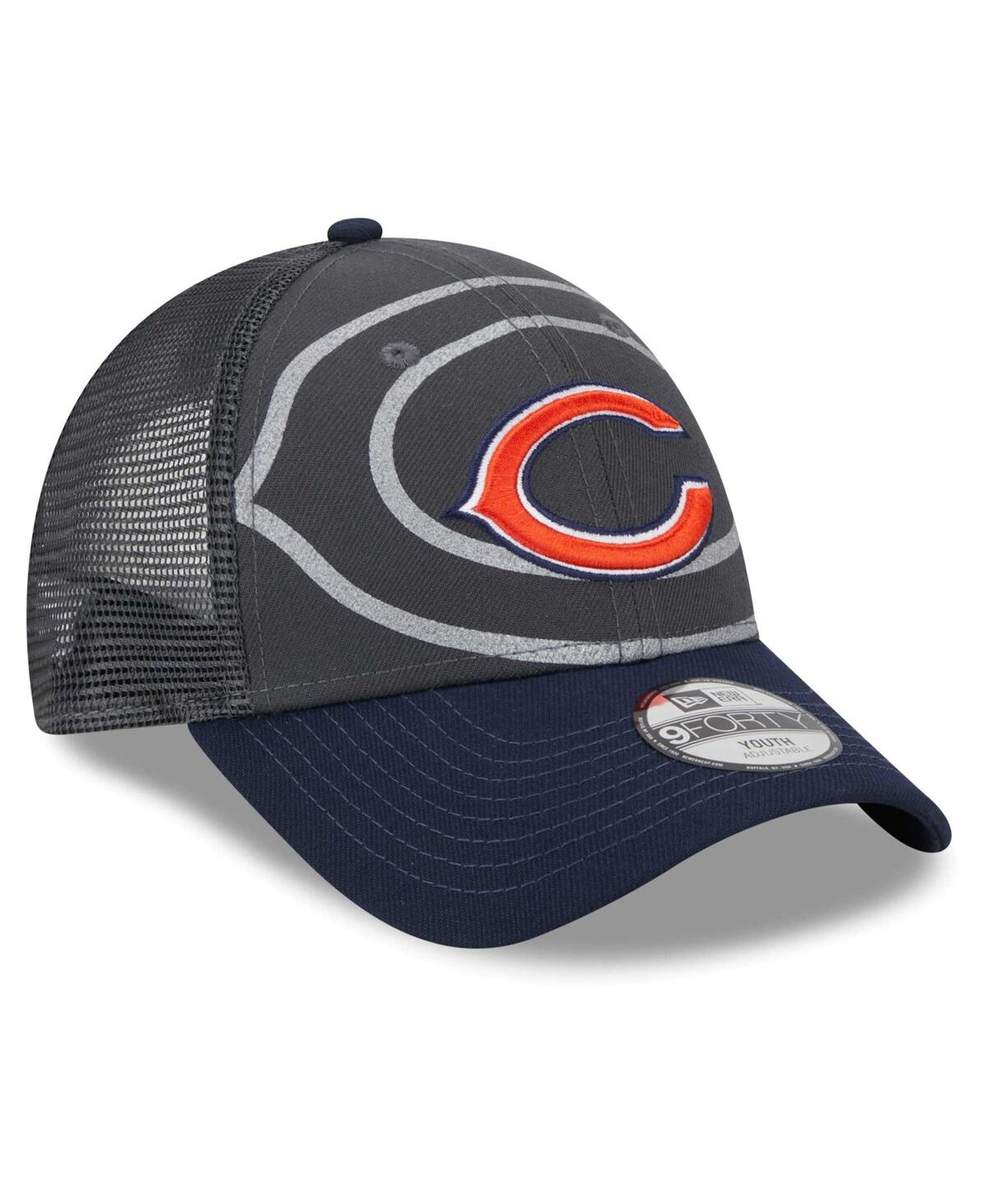 New Era Preschool Graphite/navy Chicago Bears Reflect 9forty Adjustable Hat In Graphite N