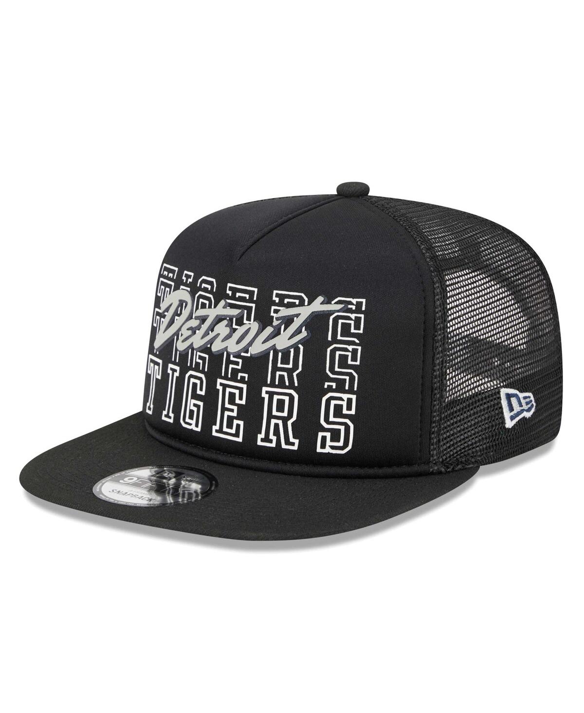 New Era Men's Black Detroit Tigers Street Team A-frame Trucker 9fifty Snapback Hat In Black