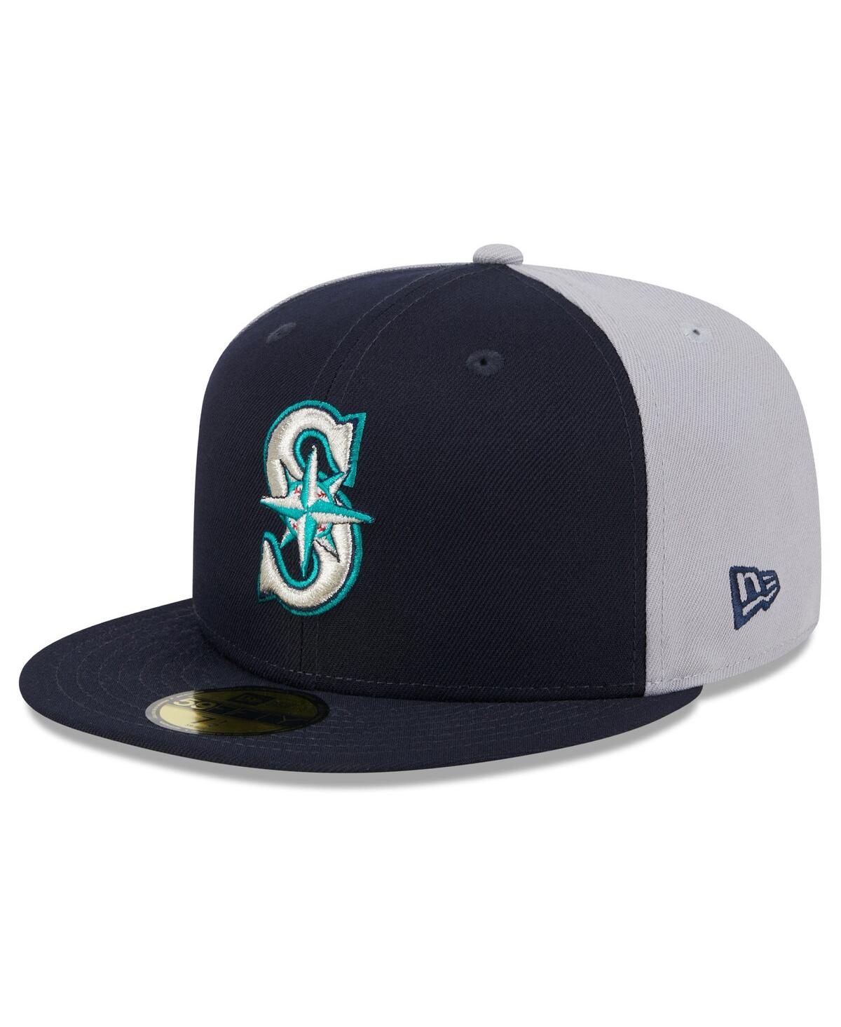 New Era Men's Navy/Gray Seattle Mariners Gameday Sideswipe 59Fifty Fitted Hat