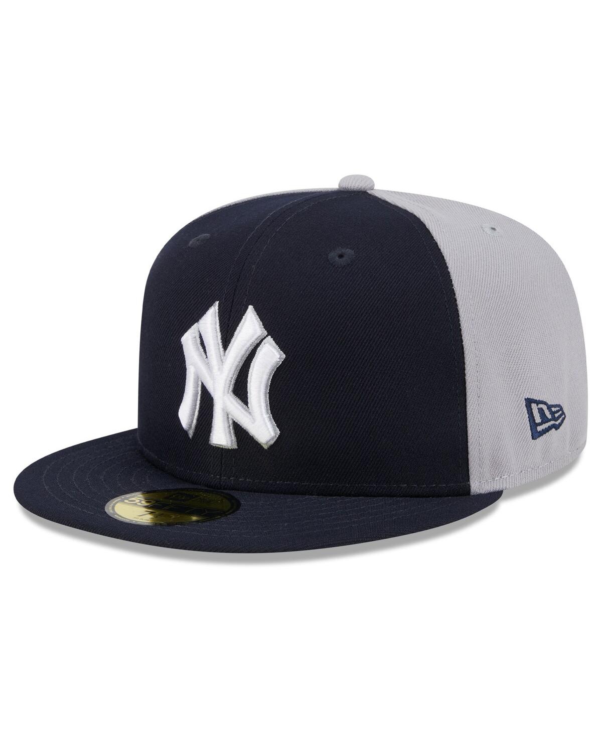 Shop New Era Men's Navy/gray New York Yankees Gameday Sideswipe 59fifty Fitted Hat In Navy Gray