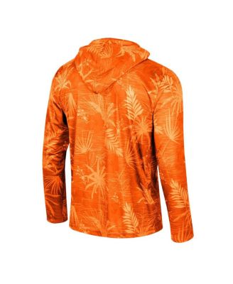 Men's Orange Clemson Tigers Palms Printed Lightweight Quarter-Zip Hooded Top