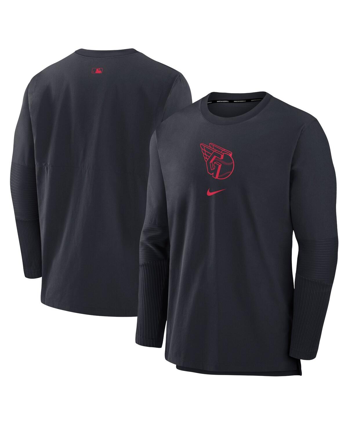 Men's Navy Cleveland Guardians Authentic Collection Player Performance Pullover Sweatshirt - Navy
