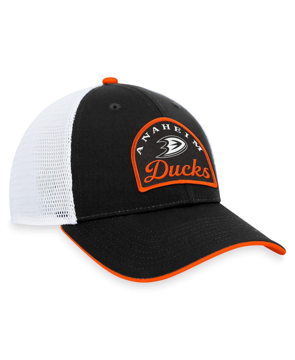 Fanatics Branded Men's Black/white Anaheim Ducks Fundamental Adjustable Hat In Black,whit