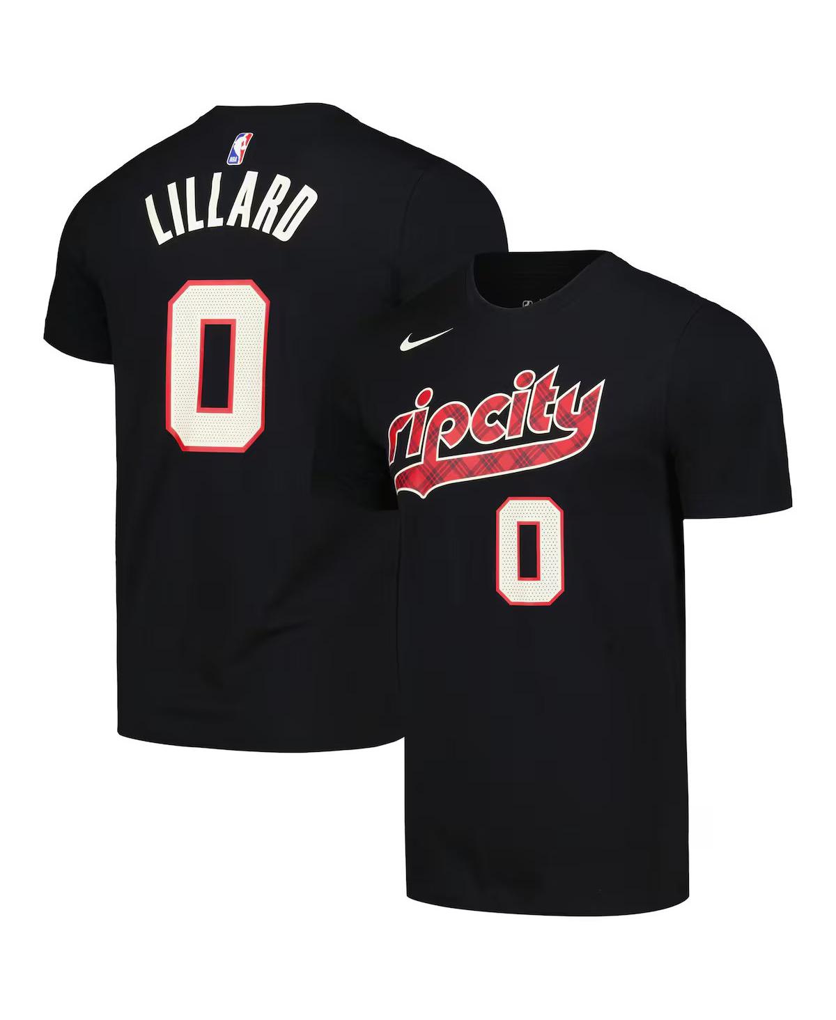 Shop Nike Men's Damian Lillard Black Portland Trail Blazers 2023/24 City Edition Name Number T-shirt In Black,lill