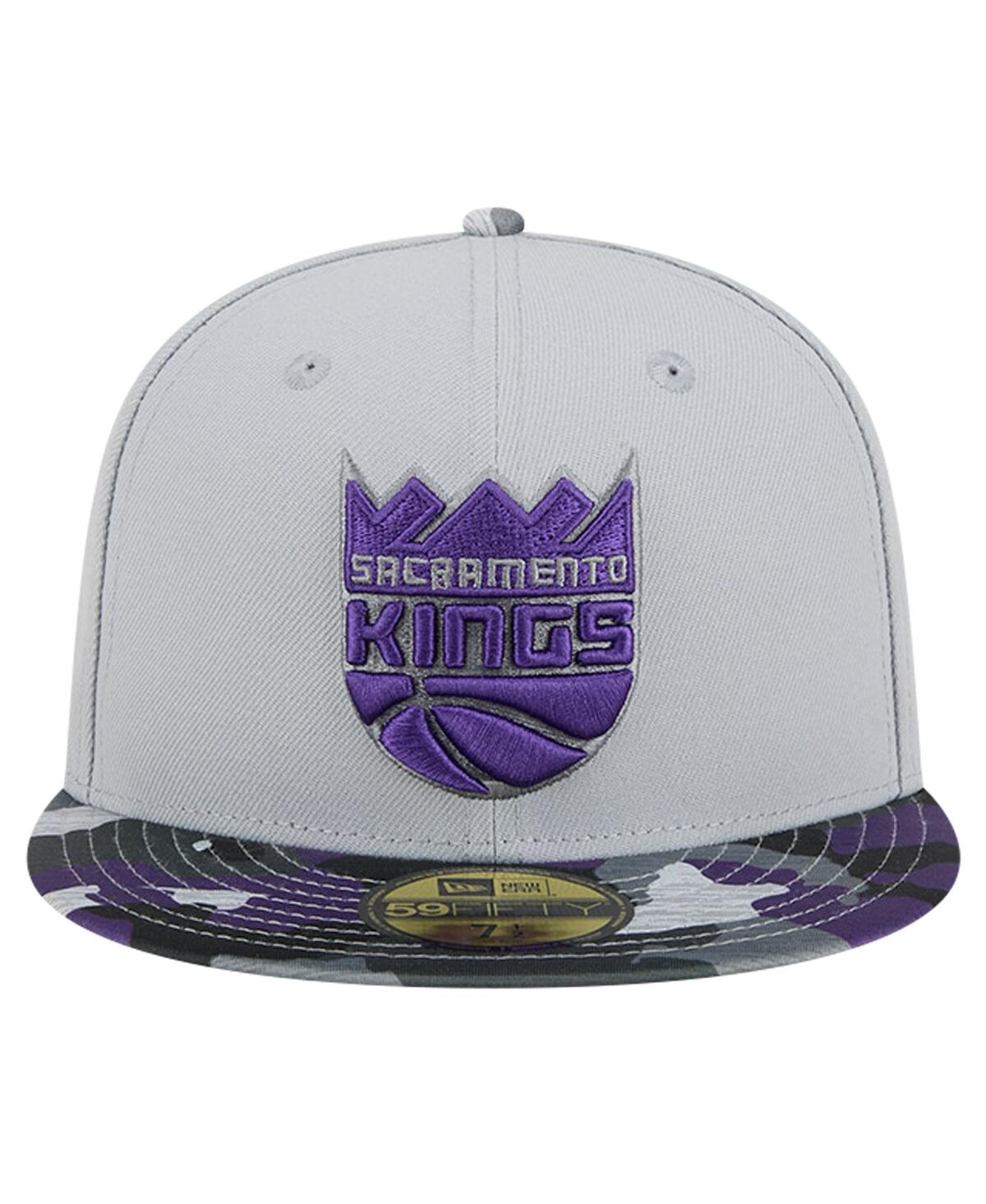 New Era Men's Gray Sacramento Kings Active Color Camo Visor 59Fifty Fitted Hat