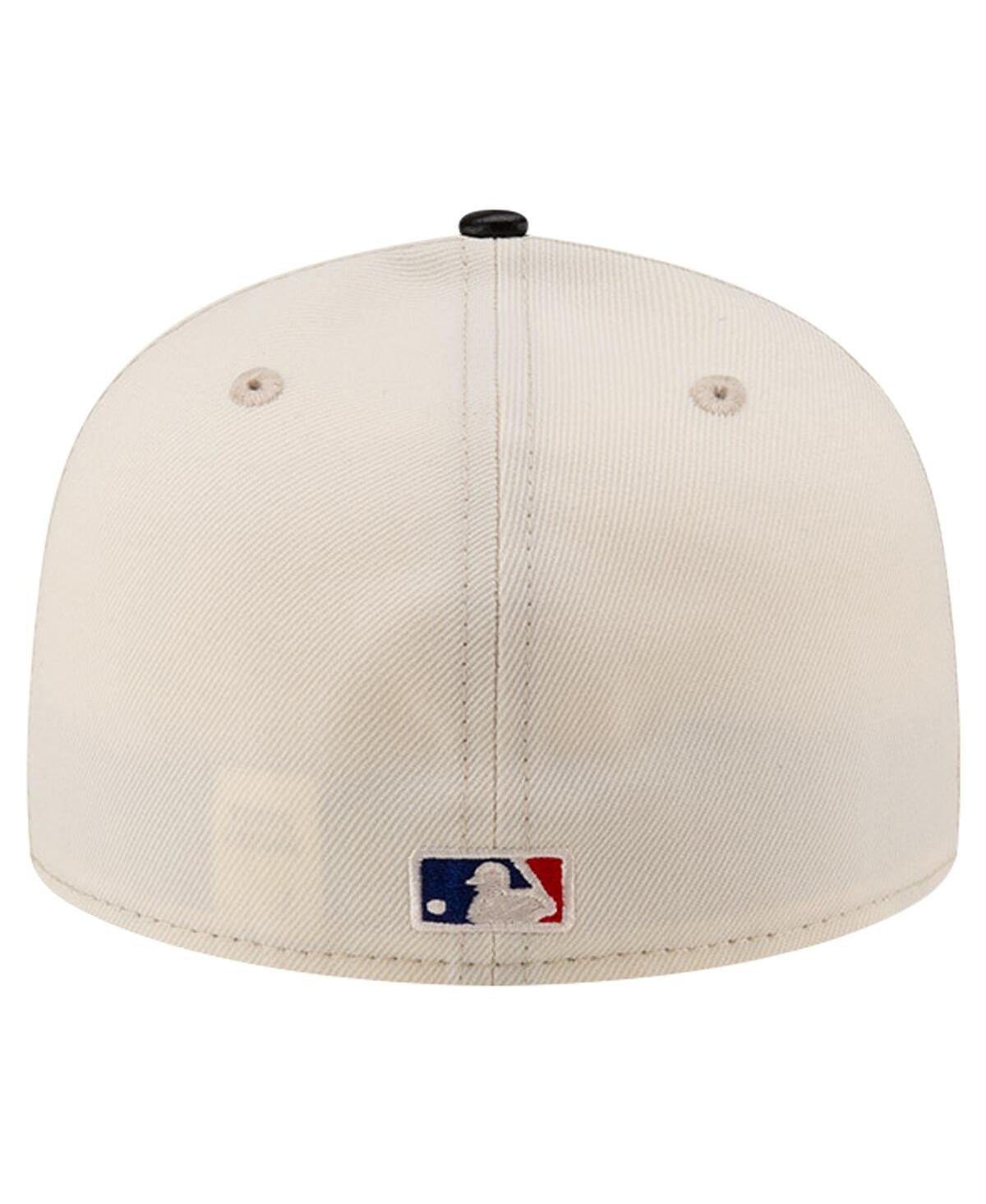 Shop New Era Men's Cream Los Angeles Dodgers Game Night Leather Visor 59fifty Fitted Hat
