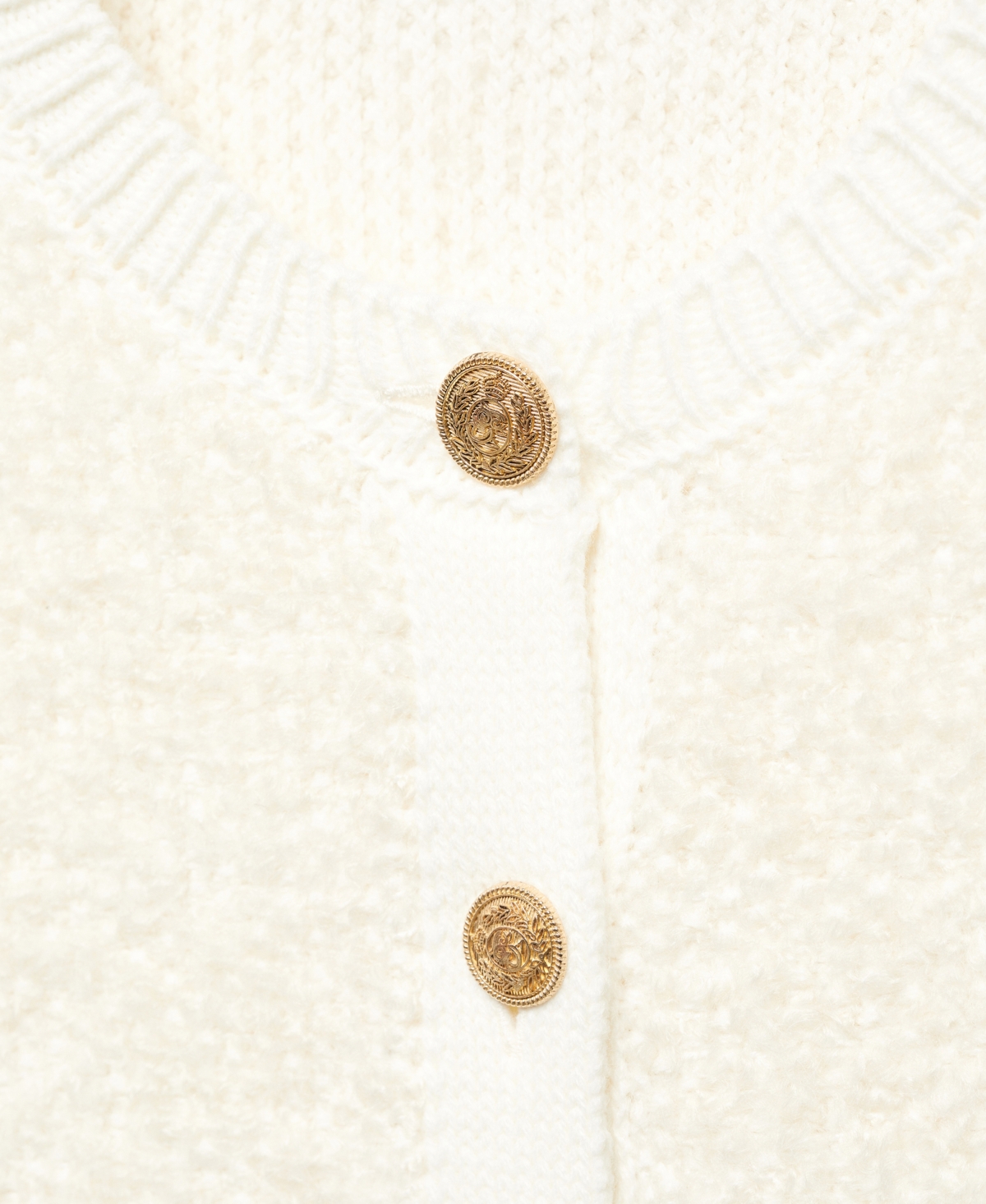 Mango Knitted Buttoned Jacket Off White In Natural White