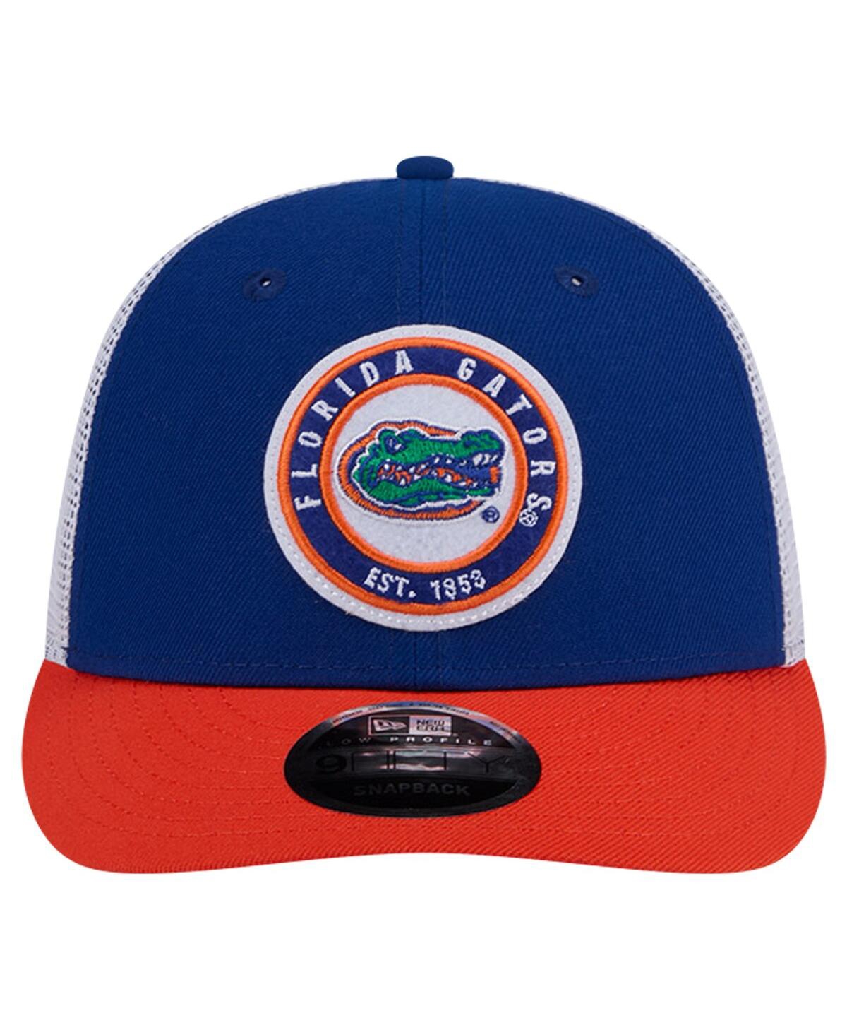 Shop New Era Men's Royal Florida Gators Throwback Circle Patch 9fifty Trucker Snapback Hat In Royal Oran