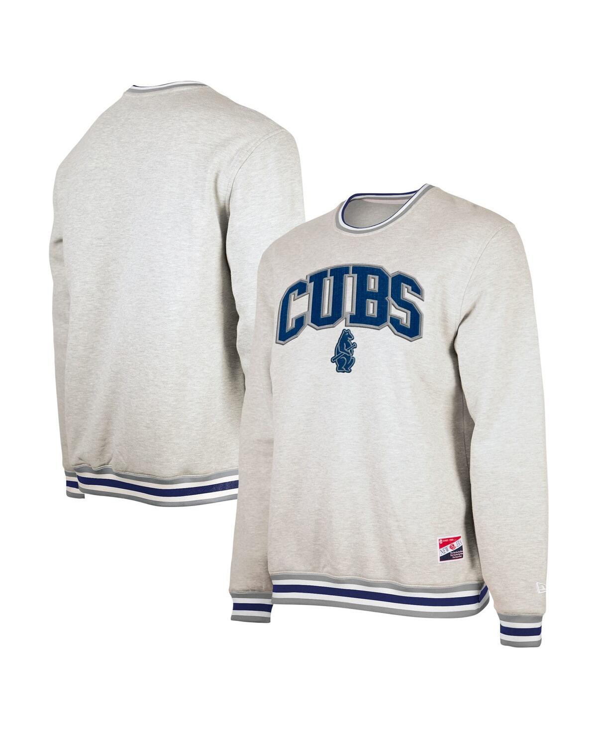 Men's Heather Gray Chicago Cubs Throwback Classic Pullover Sweatshirt - Heather Gr