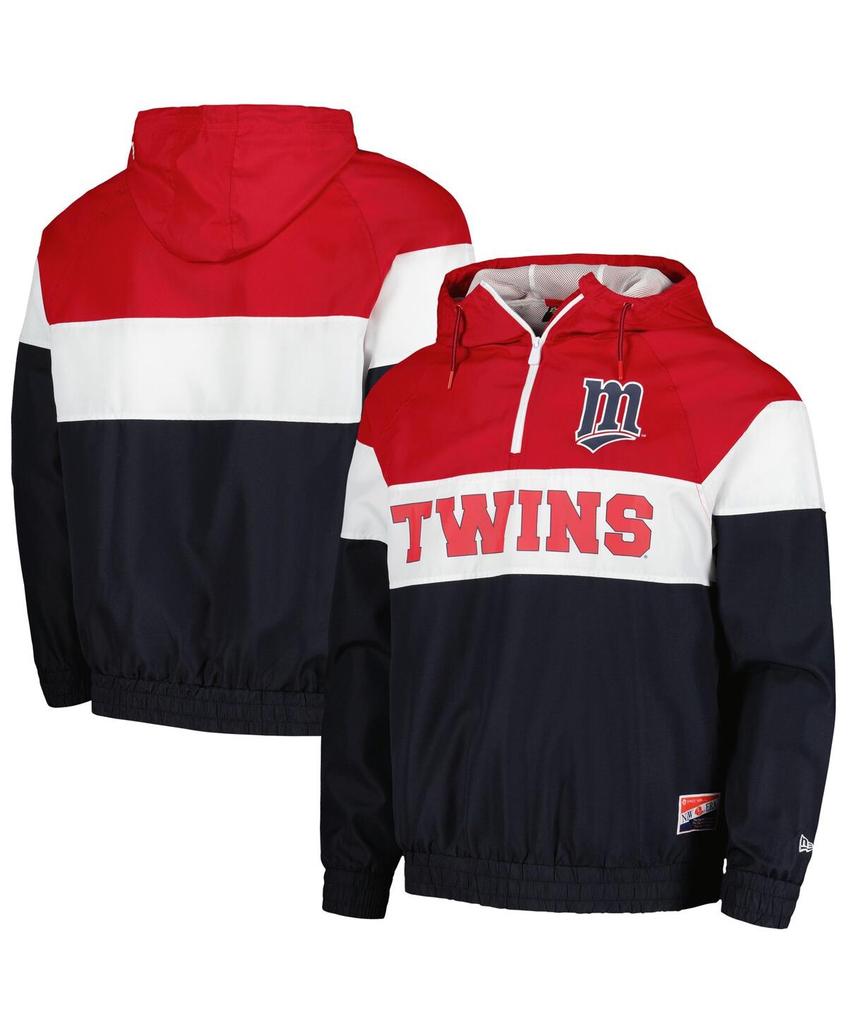 Shop New Era Men's Navy Minnesota Twins Ripstop Raglan Quarter-zip Hoodie Windbreaker Jacket