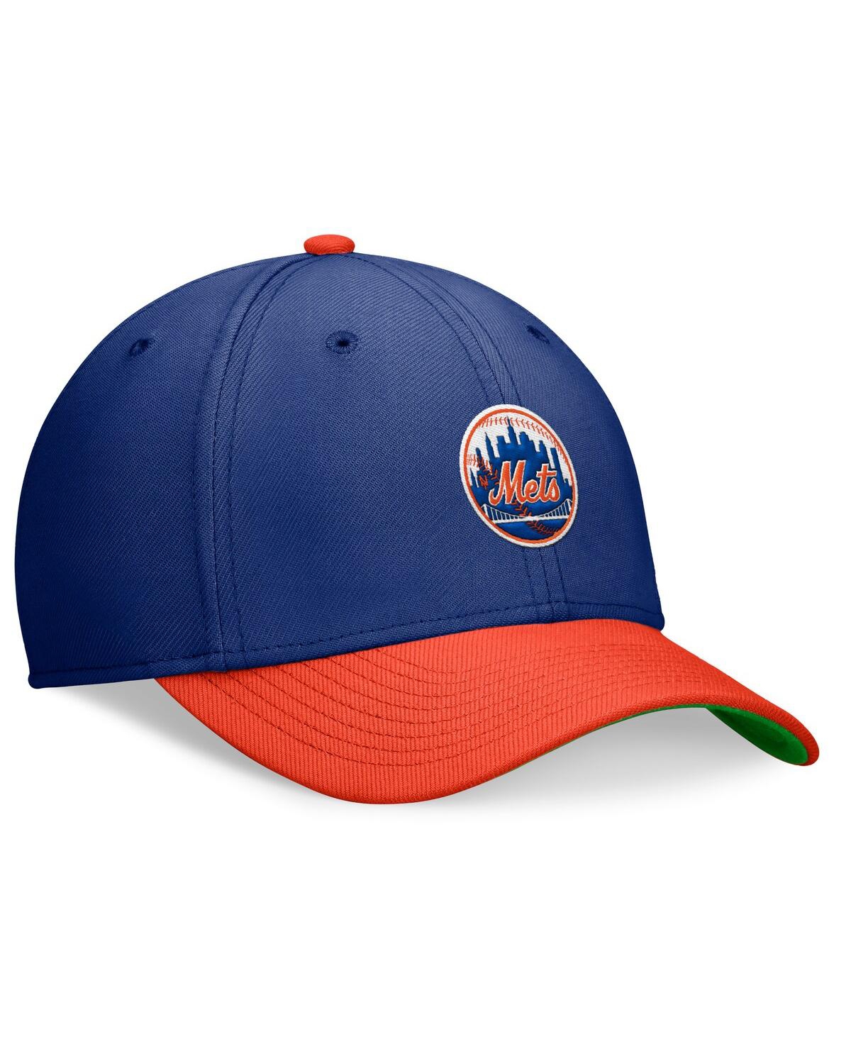 Nike Men's Royal/orange New York Mets Cooperstown Collection Rewind Swooshflex Performance Hat In R Blu,t Or