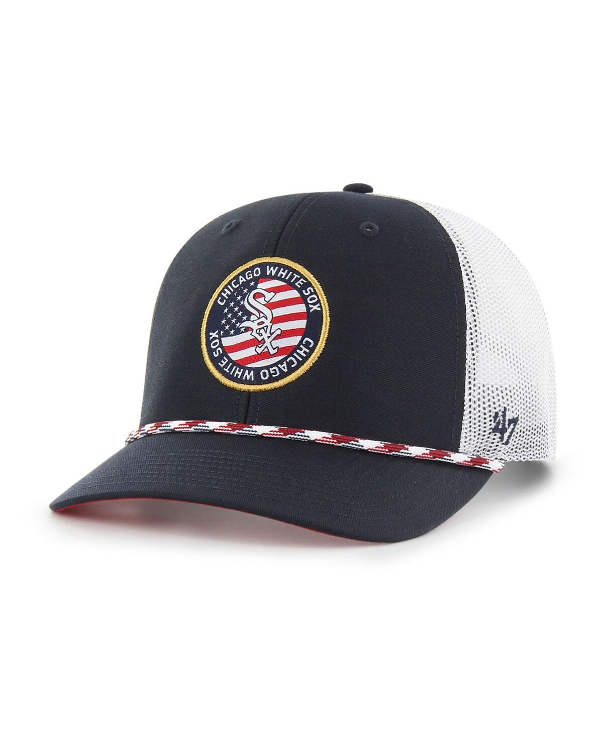 Shop 47 Brand Men's Navy Chicago White Sox Union Patch Trucker Adjustable Hat