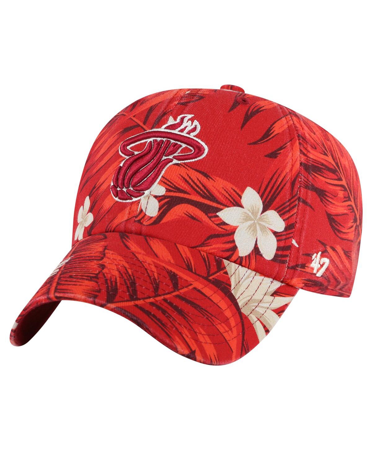 47 Brand Men's Red Miami Heat Tropicalia Floral Clean Up Adjustable Hat - Red
