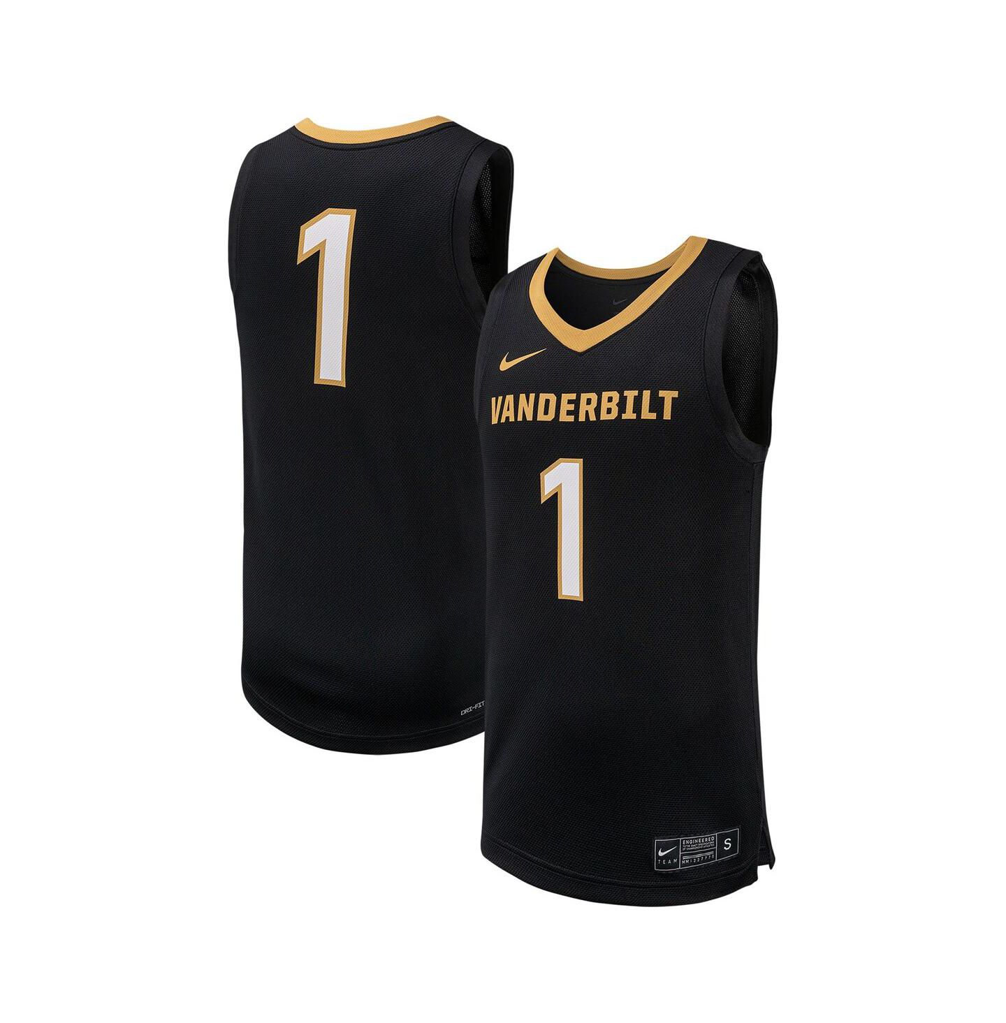 Мужской топ Nike 1 Black Vanderbilt Commodores Replica Basketball Jersey — фото 1