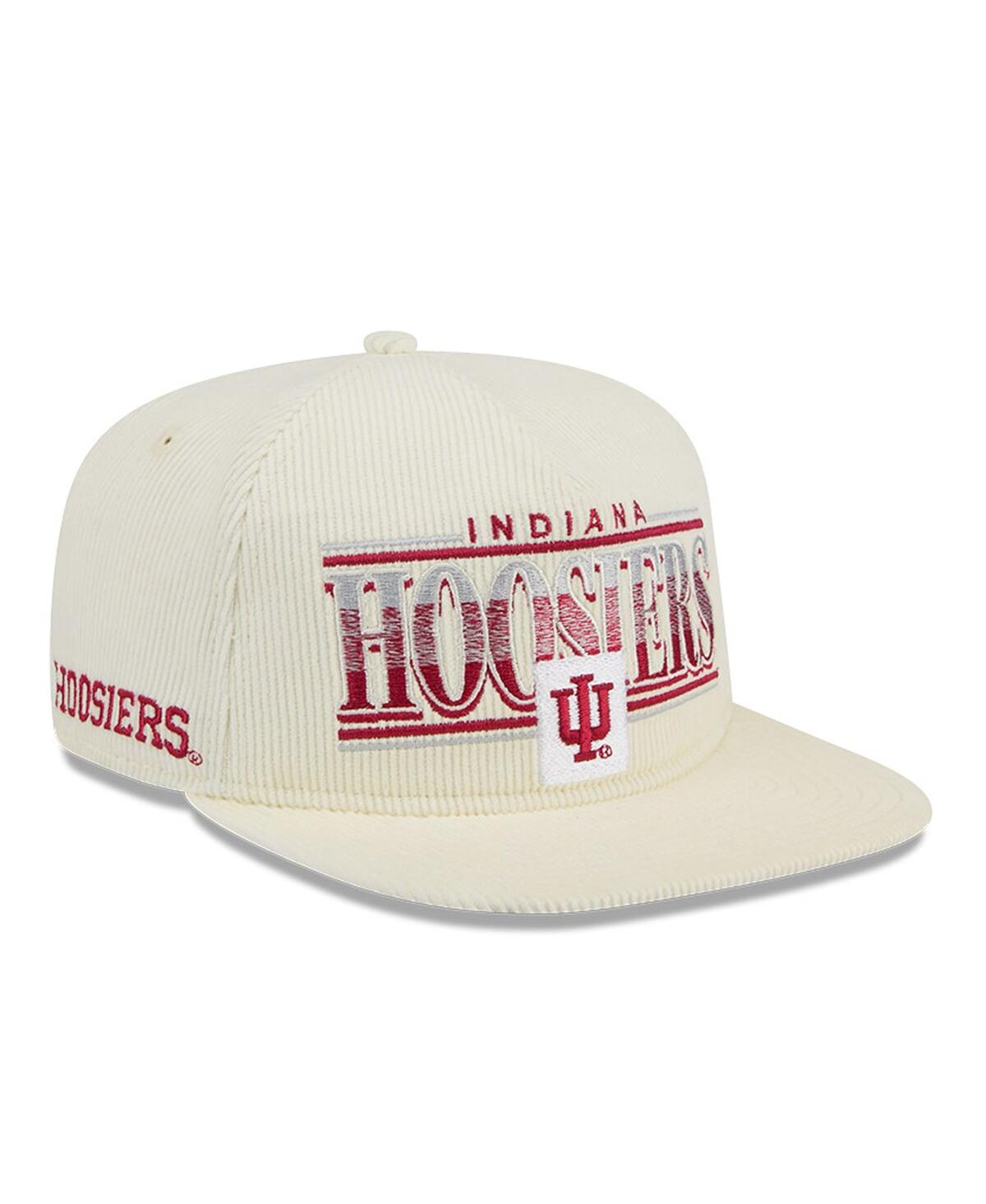 Shop New Era Men's White Indiana Hoosiers Throwback Golfer Corduroy Snapback Hat In Cream