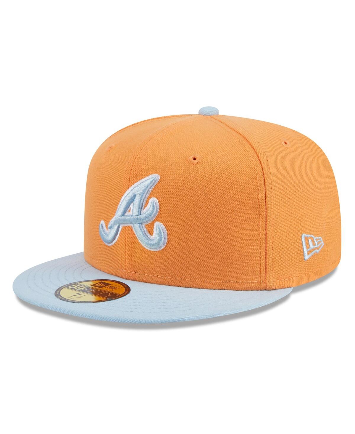 Men's Orange/Light Blue Atlanta Braves Spring Color Basic Two-Tone 59Fifty Fitted Hat - Orange Lig