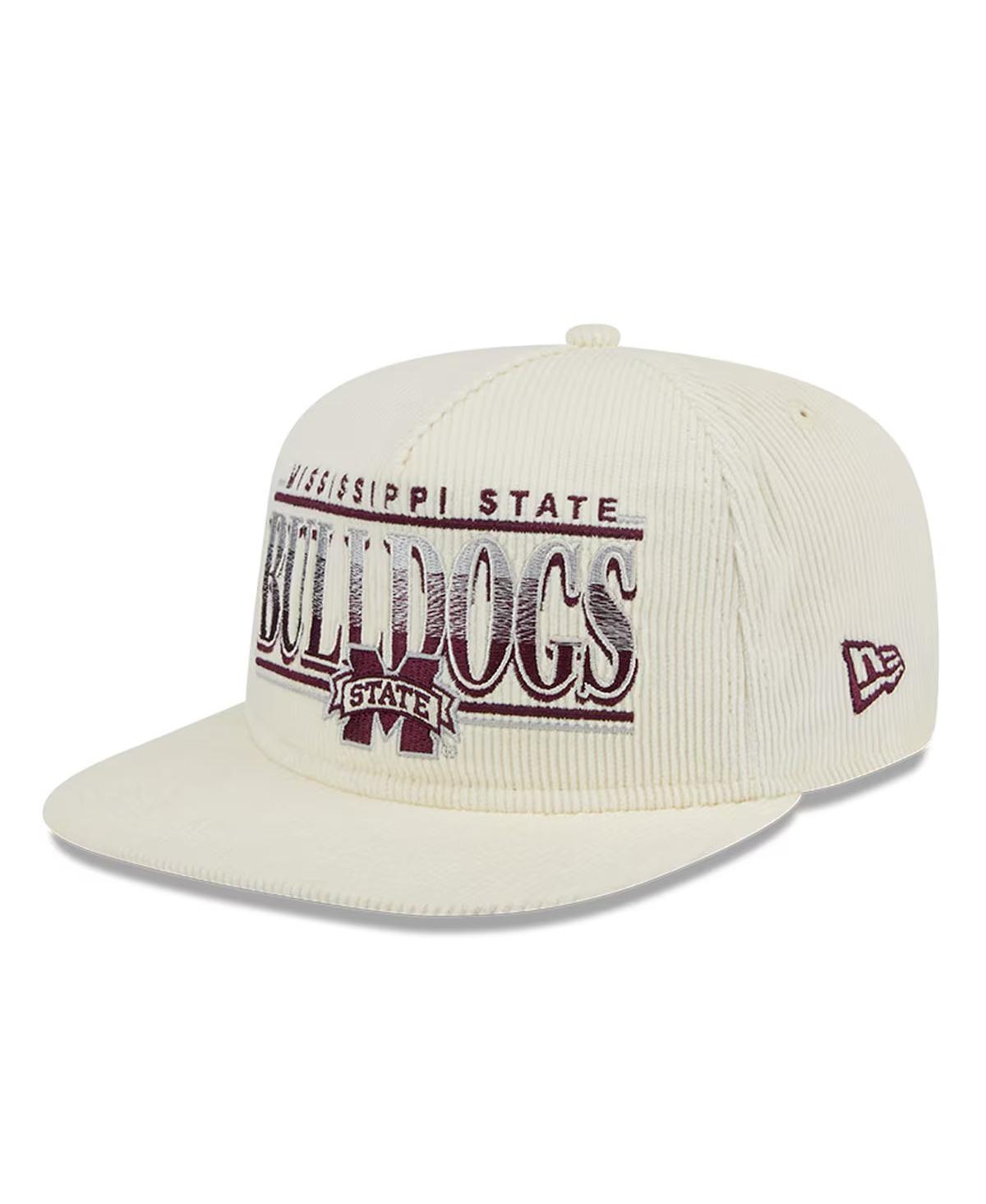 New Era White Mississippi State Bulldogs Throwback Golfer Corduroy Snapback Hat In Cream